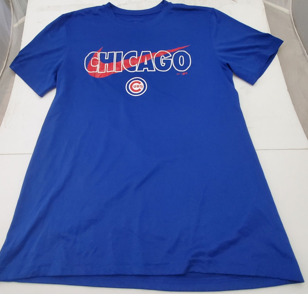 Vintage Used Nike Chicago Cubs Baseball DRI-FIT Blue T-Shirt Size