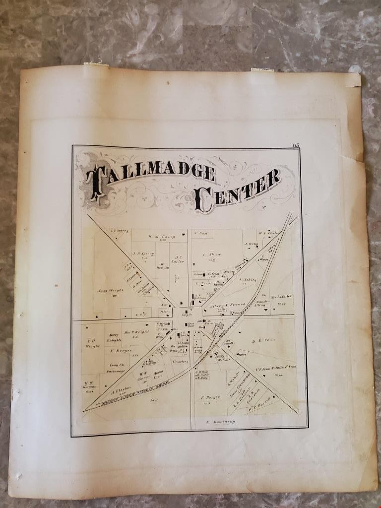 Historic Map of Tallmadge Township Range 10 Town 2 Connecticut Western Rese