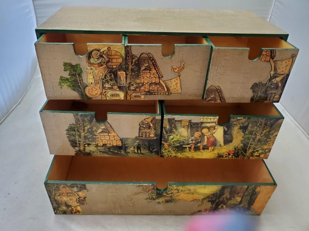 Vintage Hand Painted Hobby Drawer Storage Container