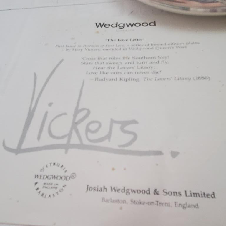 Vintage Wedgwood The Love Letter 1985 Plate Portraits of First Love Mary Vickers