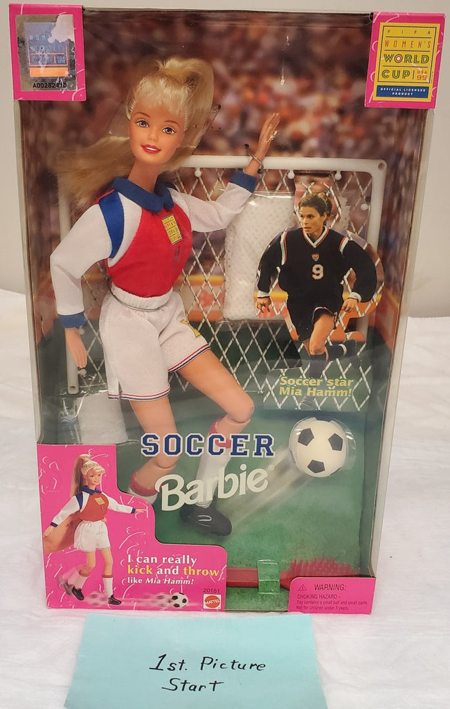 Barbie Soccer Doll Mia Hamm 1999 USA World Cup #20151 Mattel Kicks & Throws
