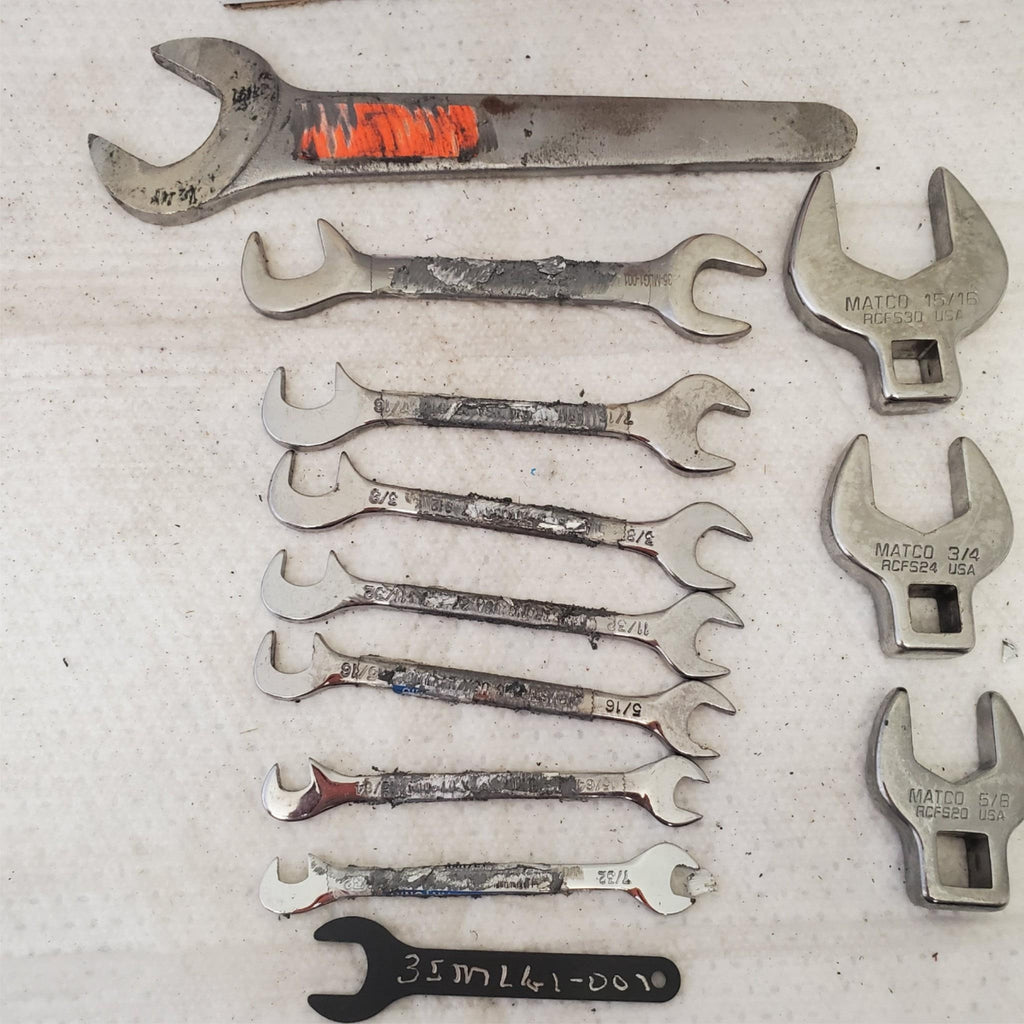 Lot of Assorted 4 Way Angle Head Open End, Crowfoot & other Wrenches LOT 472