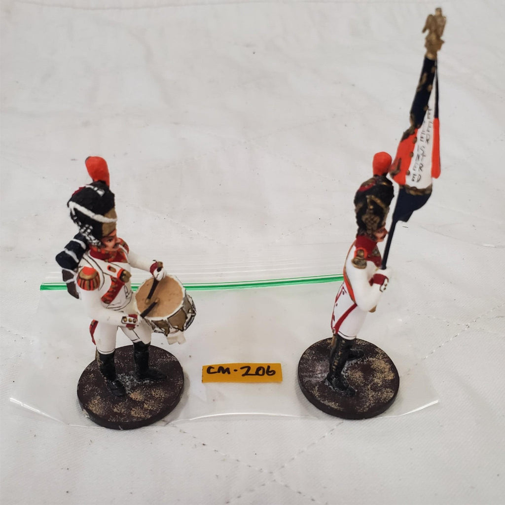 Hand Painted Metal Toy Soldier Drummer and Flag Bearer CM-206