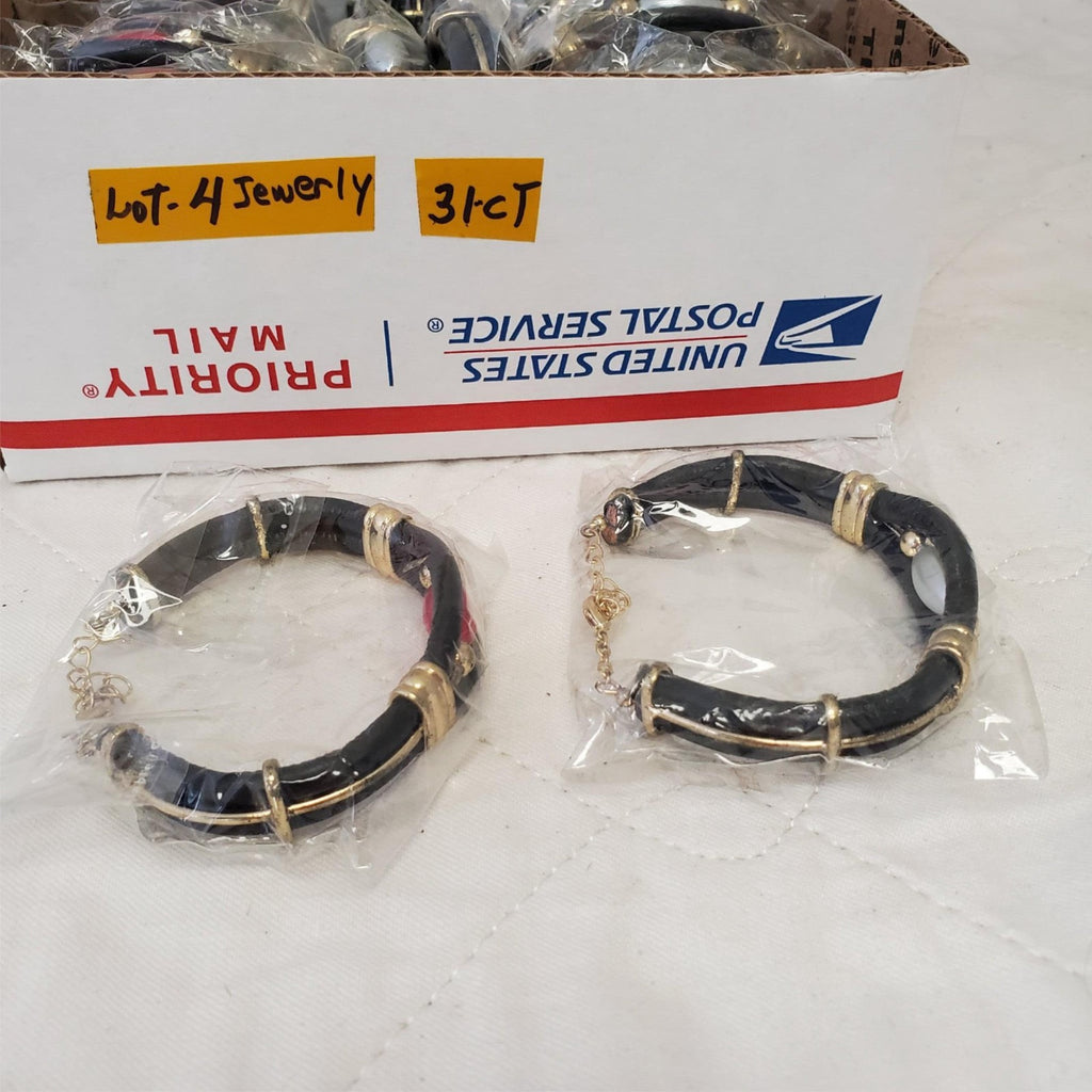 Lot of 31 Crystal Cabochon Mixed Metal Black Braided Leather Bracelet LOT-4