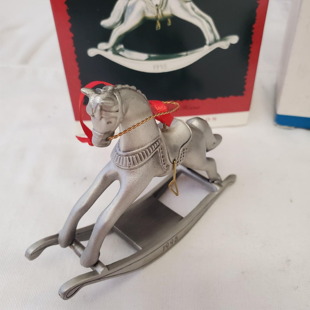 Hallmark Keepsake Ornament 1931 Ford Model a Roadster & Pewter Rocking Horse