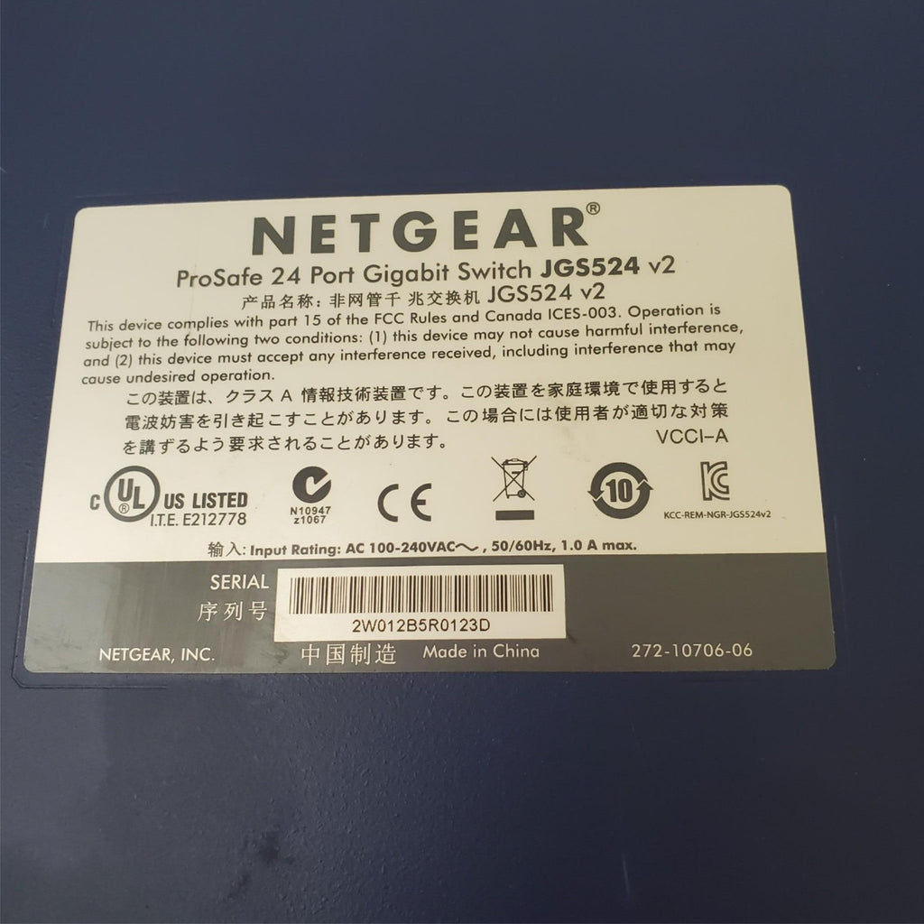 NETGEAR ProSafe JGS524 ProSafe 24 Port Gigabit Network Switch