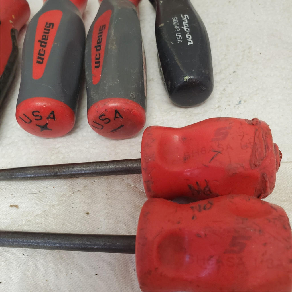 Lot of 8 Snap on Flathead Phillips Head Soft Grip Screwdrivers LOT-918