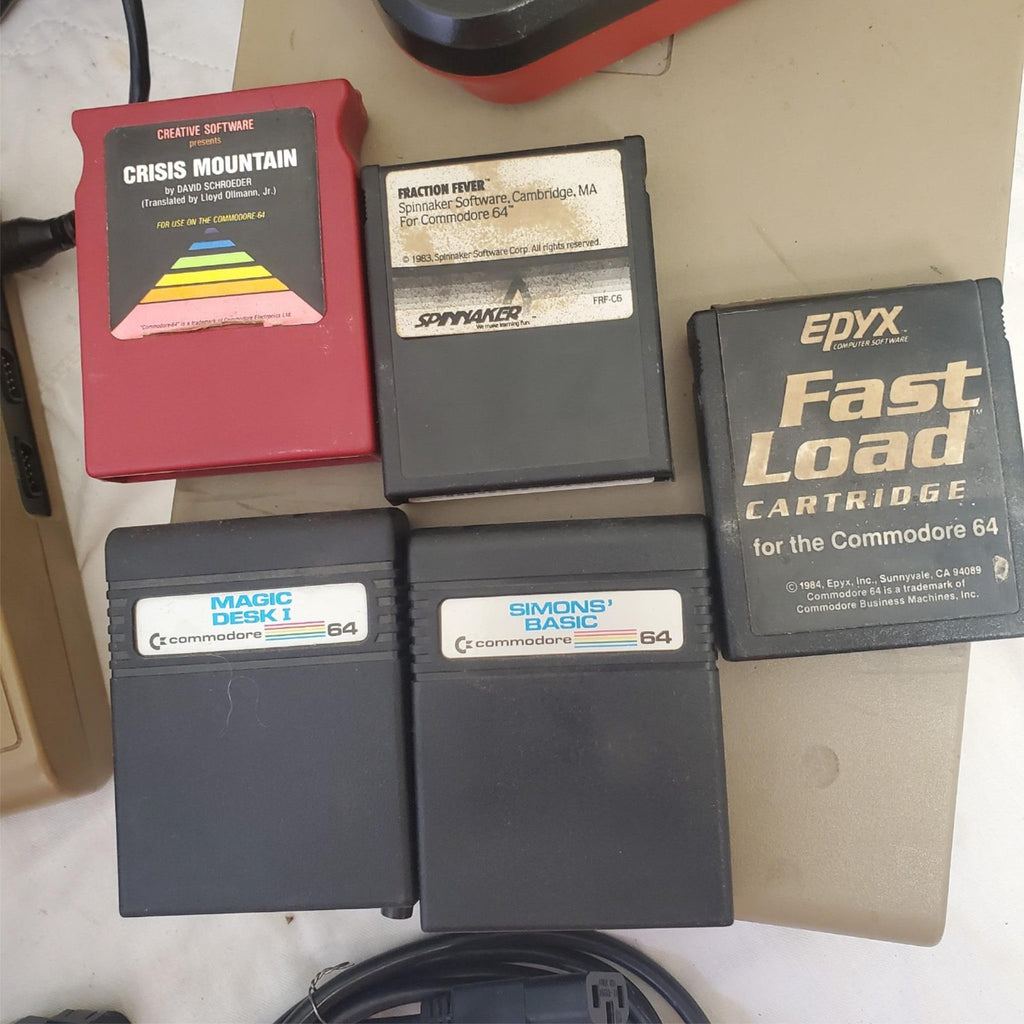 Vintage Commodore 64 Computer System w/ 1541 Disk Drive, Joystick, Floppy Disks