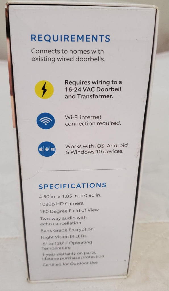 Ring 2549AG660L-B01FX Smart Wifi Cam Video Doorbell Pro