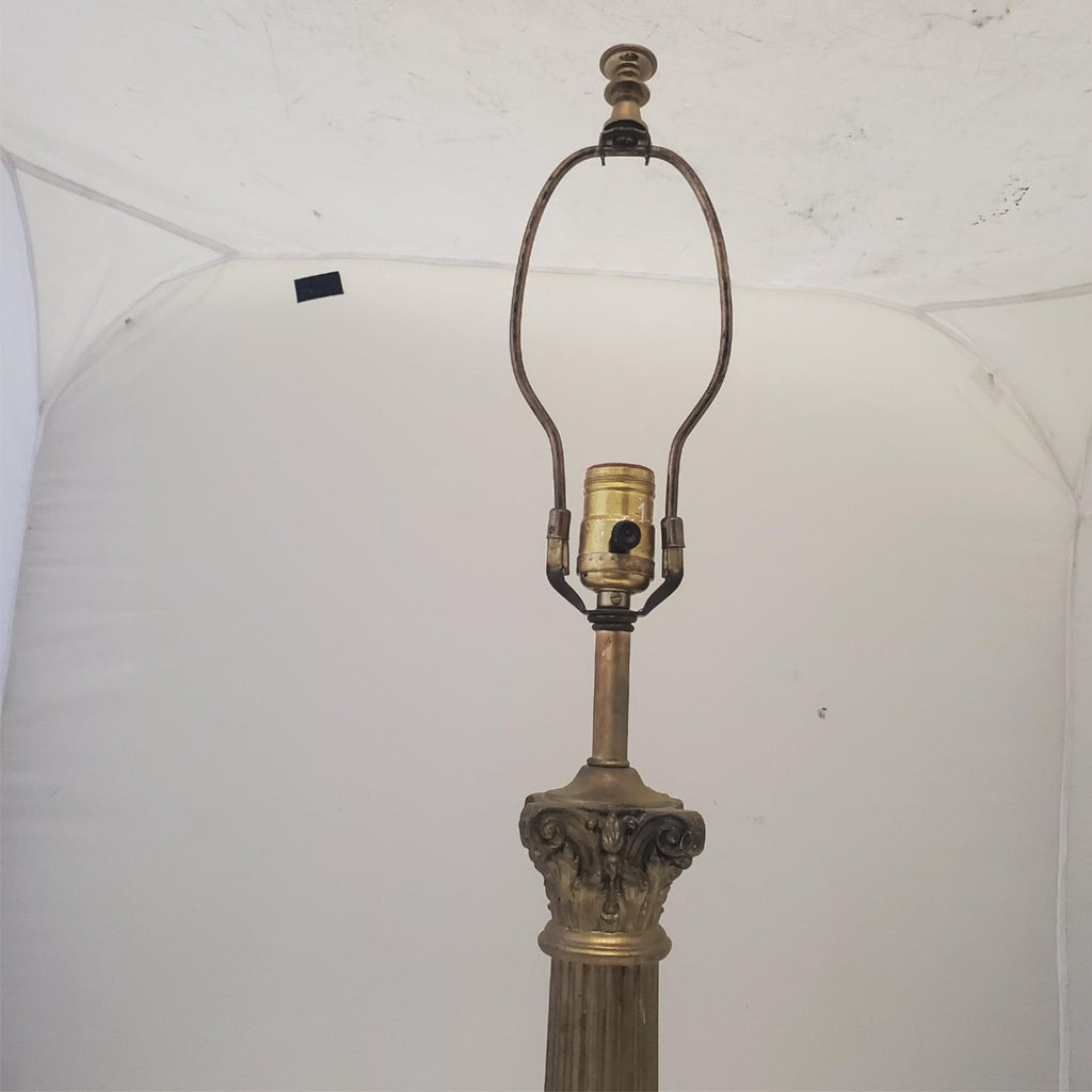 Vintage Regency White Marble Column Portable Table Lamp H
