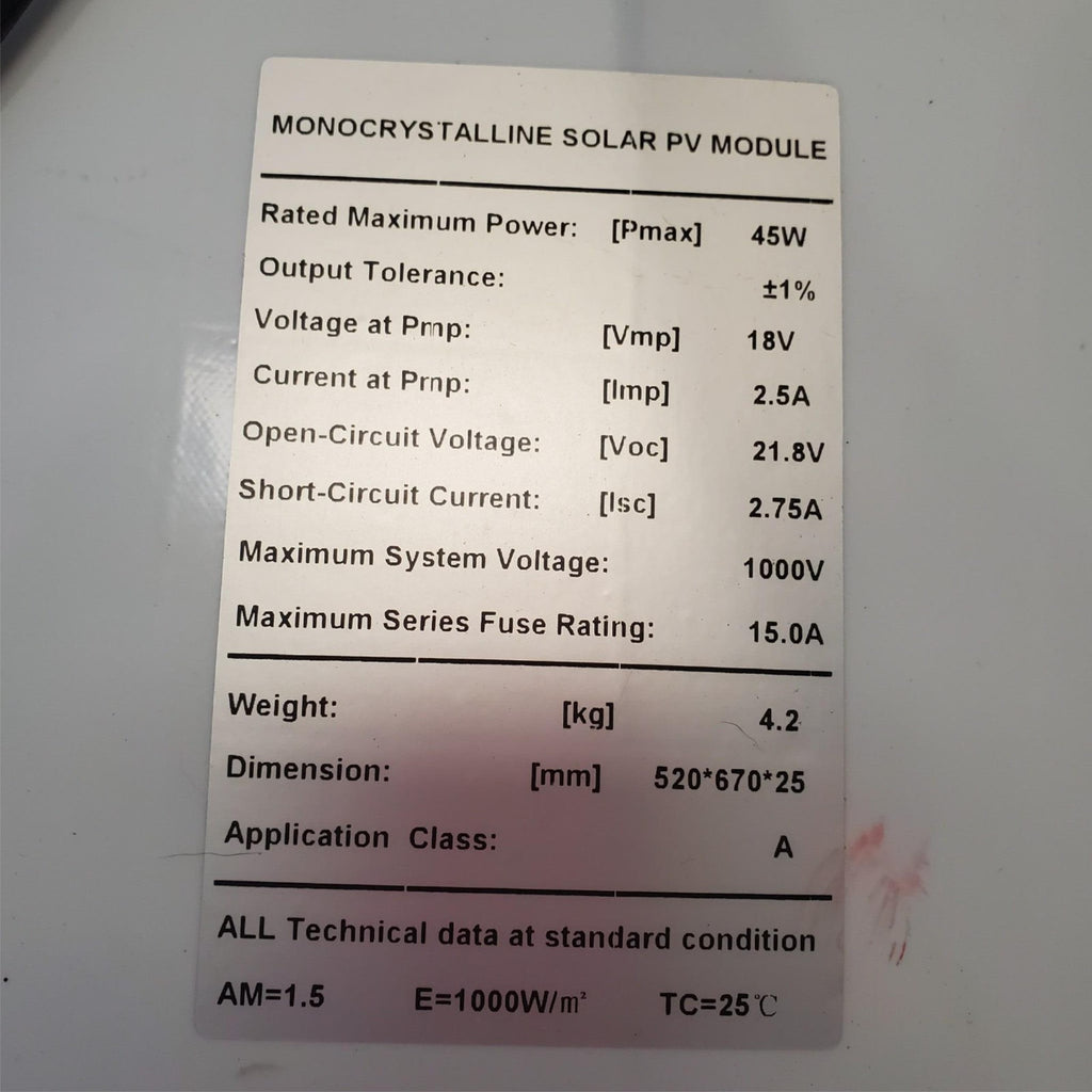 45W Monocrystalline Solar Panel Pv Module