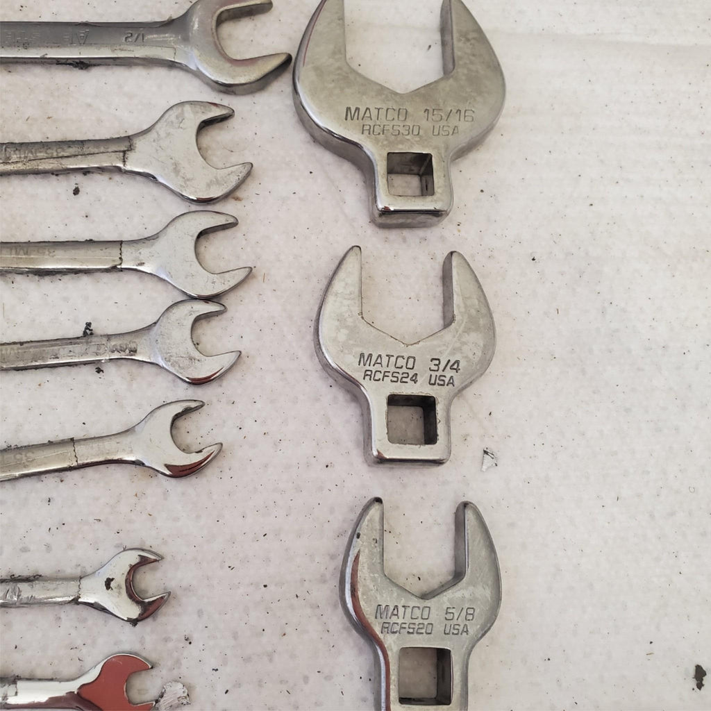 Lot of Assorted 4 Way Angle Head Open End, Crowfoot & other Wrenches LOT 472