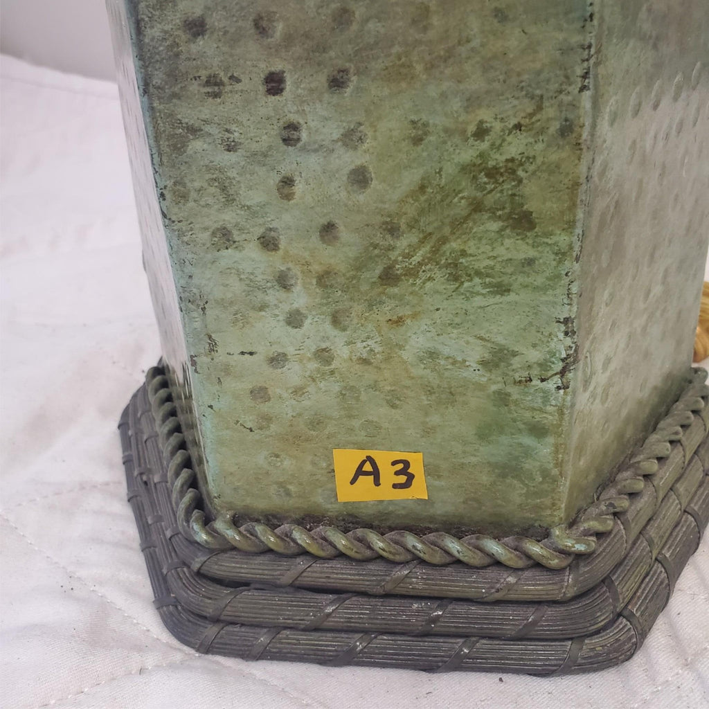 Vintage Brass Octagonal Canister Table Lamp A3