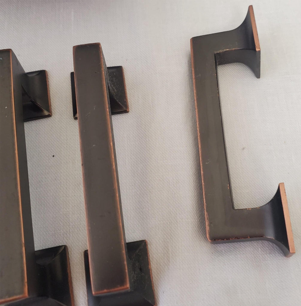 Lot of 11 Square Solid Metal Copper Black 4" Long Drawer Pulls Handles