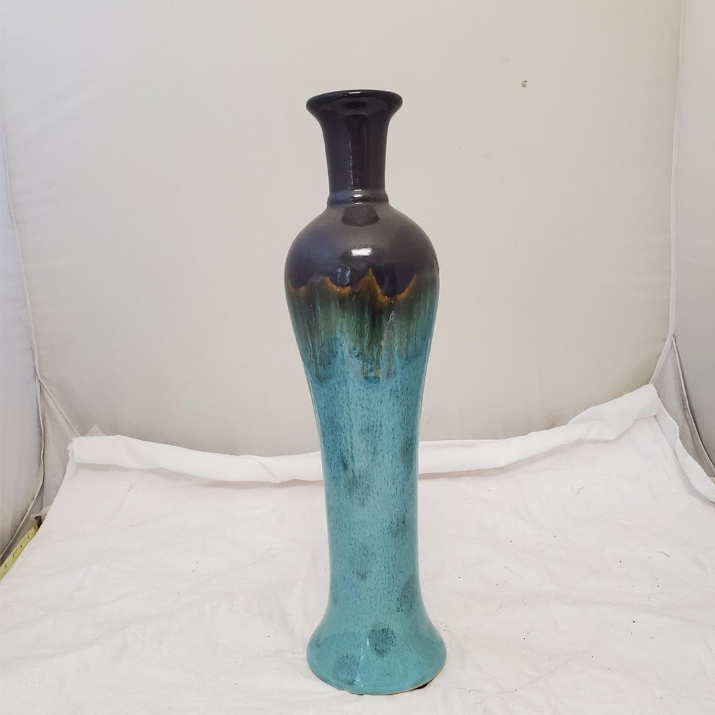 Chinese Jun Turquoise & Black Ceramic Vase
