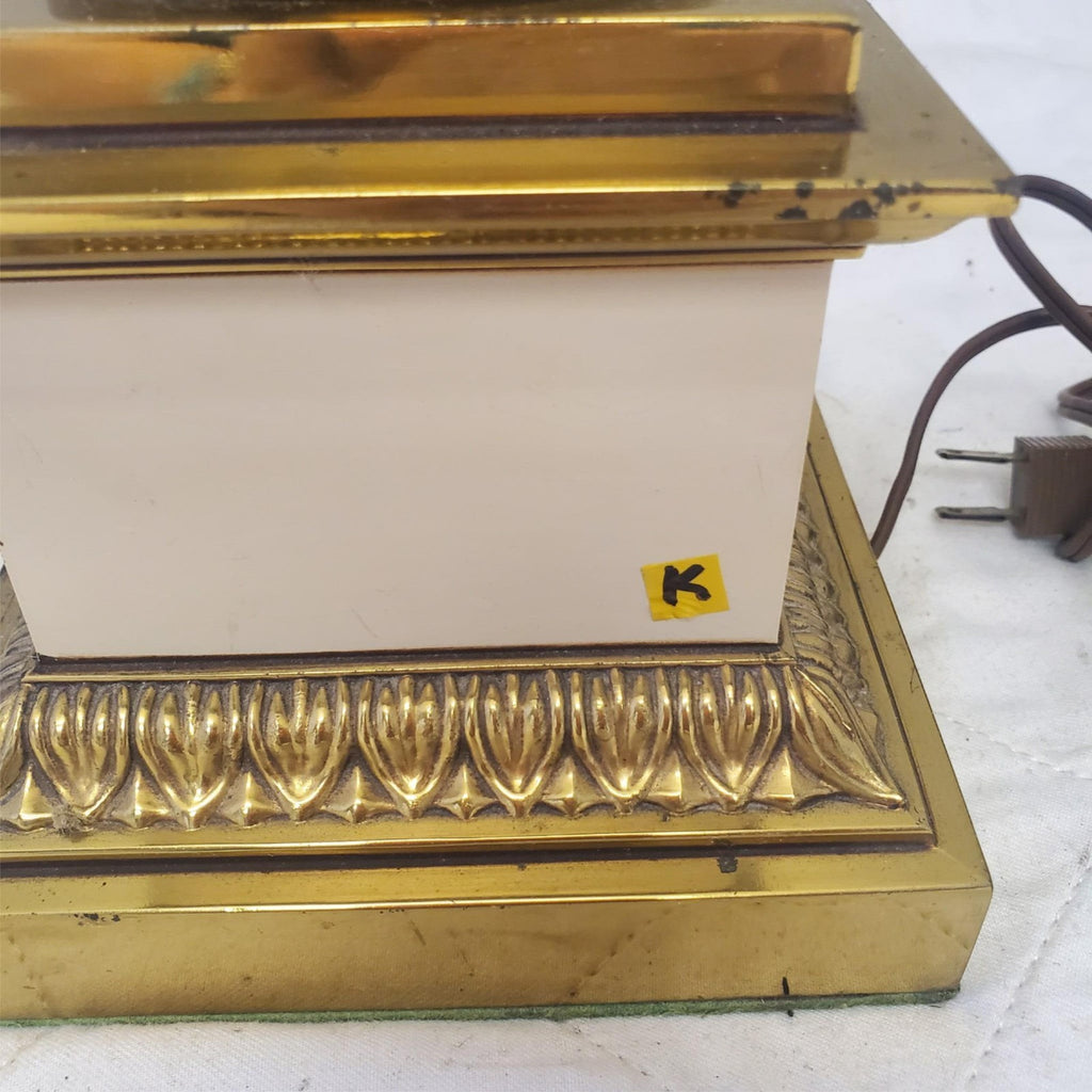 Vintage Stiffel Solid Brass Urn Trophy Ivory Enamel Lamp K