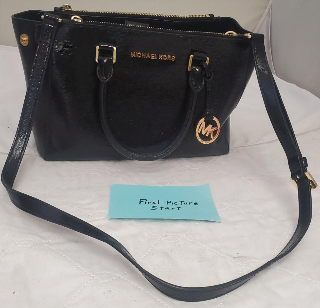 Michael Kors Sutton Satchel Black Leather Handbag