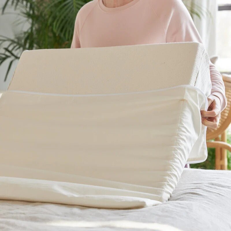 Avocado Organic Latex Wedge Pillow w Organic Cotton Wedge Natural Pillowcase