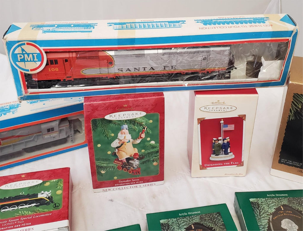 Large Lot of Train and Space Christmas Ornaments Collection