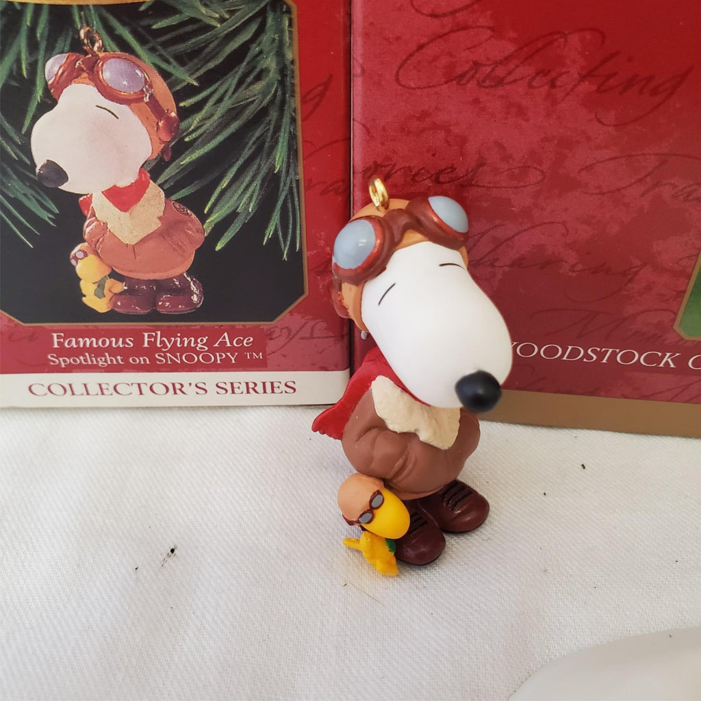 Lot of Hallmark Keepsake Spotlight on Snoopy & Woodstock On Doghouse Ornaments