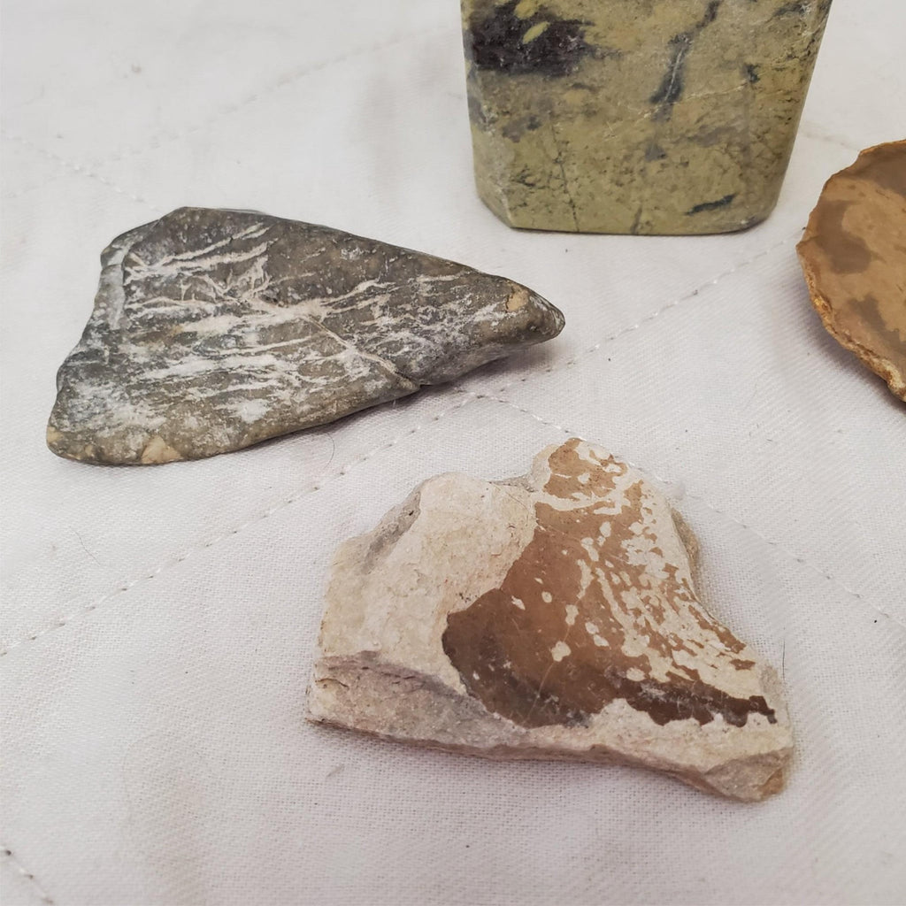 Collection of Connemara Marble, Petrified Wood, Hematite Stone & Other Stones