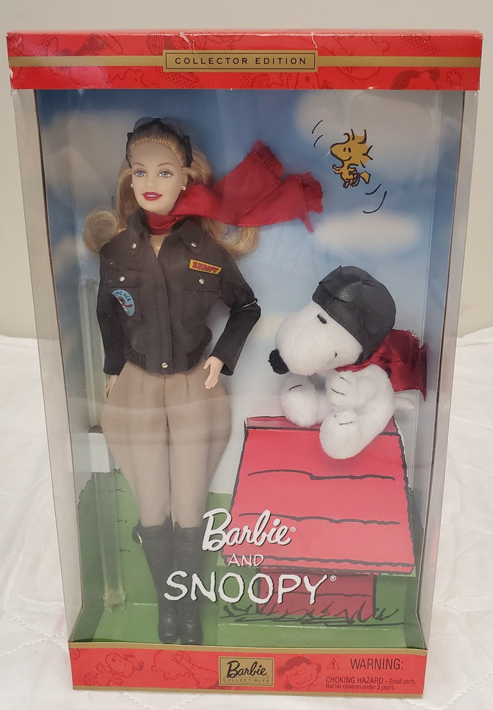 2000 Barbie & Snoopy Pilot Adventure Doll Peanuts Gift Set with Doghouse