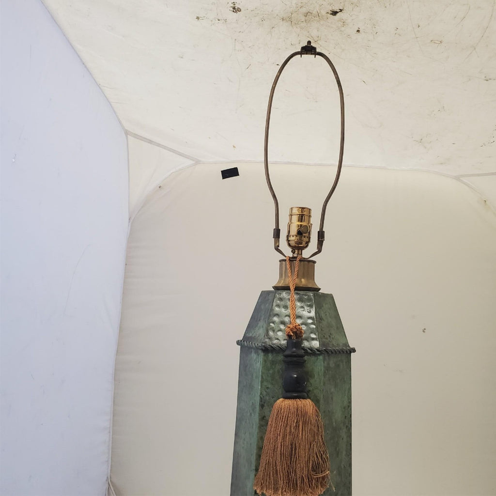 Vintage Brass Octagonal Canister Table Lamp A3