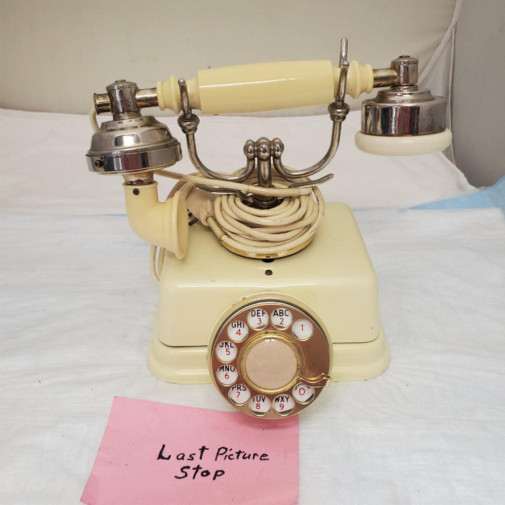 Vintage Rotary Dial Fold A Fone Brass Base Table Telephone Made in Japan