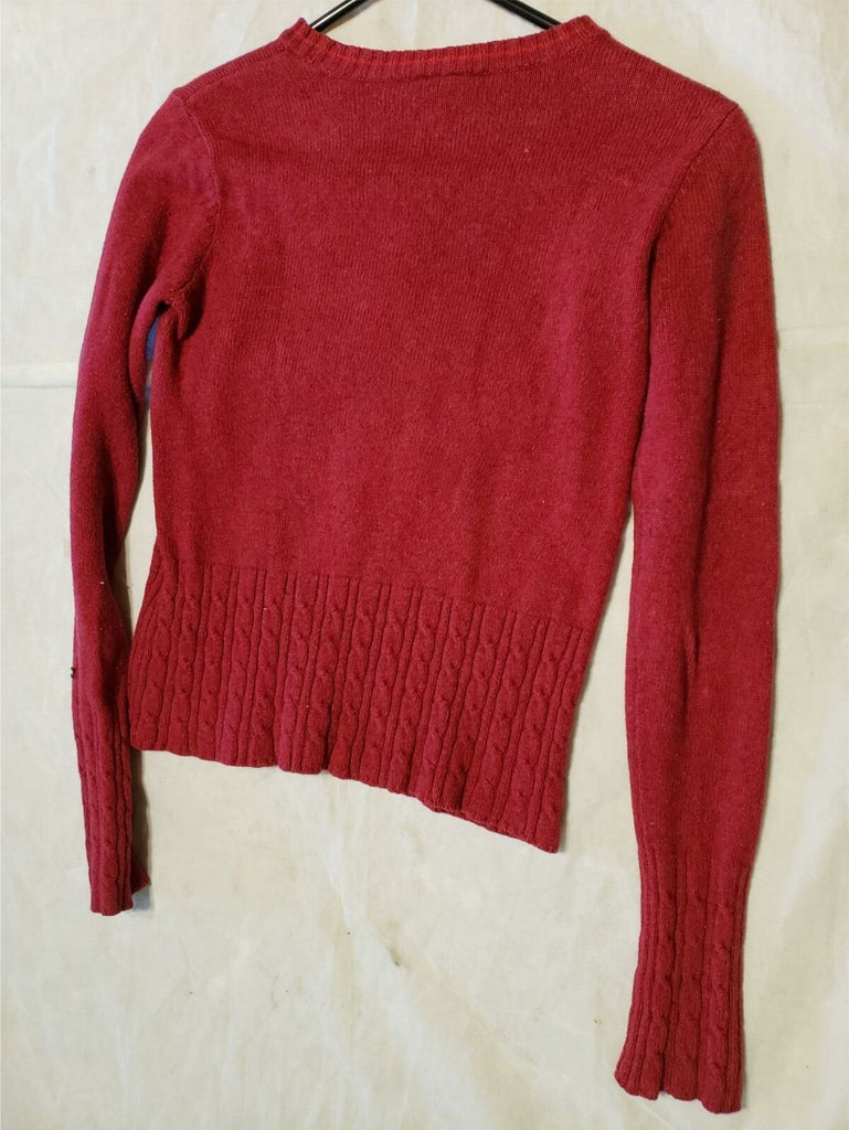 Tommy Hilfiger Jeans Red Maroon Round Neck Sweater Women's Long Sleeve Size L