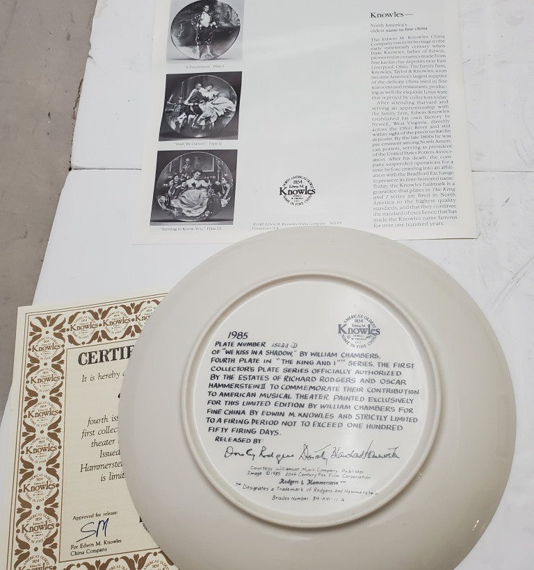 Knowles Collectors Plate We Kiss in a Shadow, Getting to Know You Shall We Dance