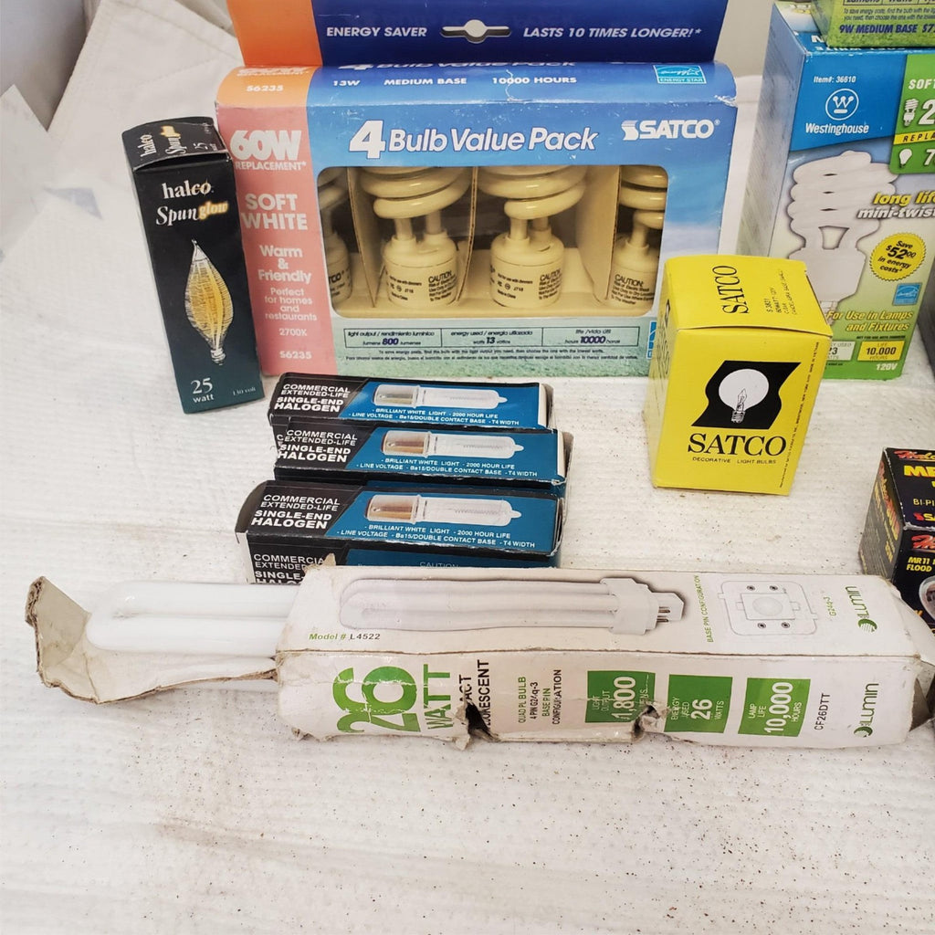 Lot of Multi Brand Assorted Light Bulbs Reflectors