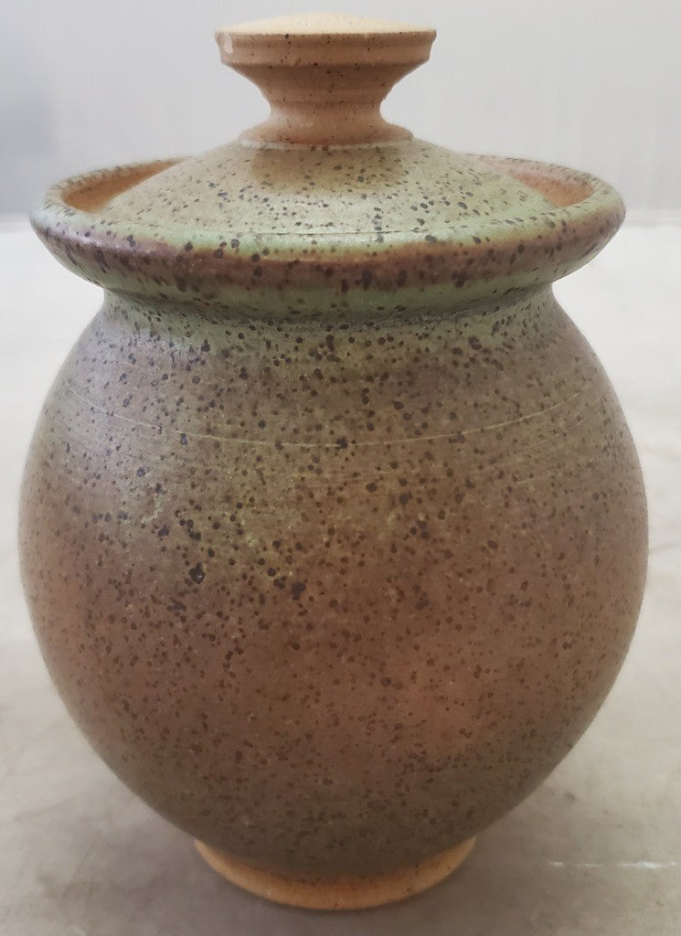 Yoni'y Ceramic Covered Pot Vase Brown and Green