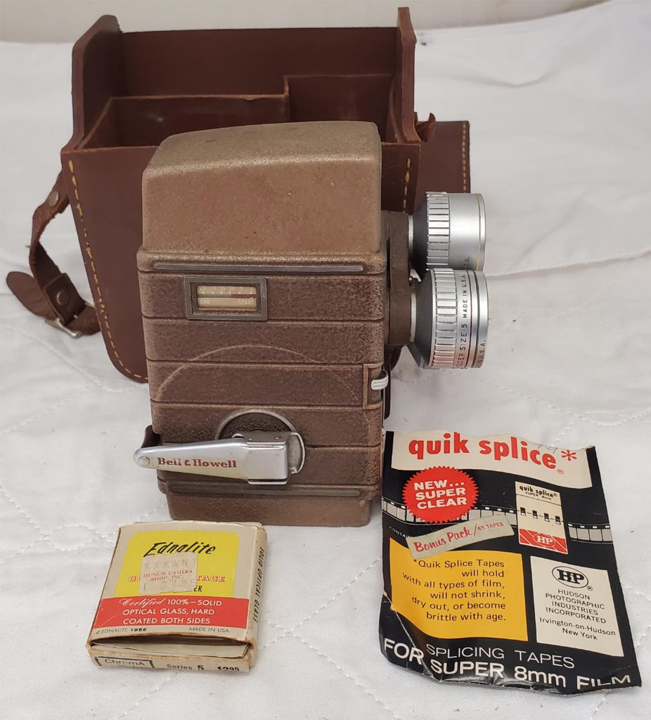 Bell & Howell 252 8mm Camera with Quik Splice Tapes, Ednalite Filter & Case