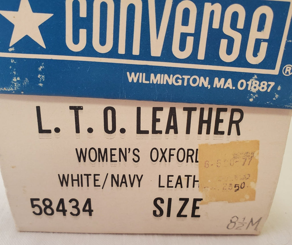 Vintage Women’s White Navy LTO Leather Converse Tennis Shoes Size 8.5M