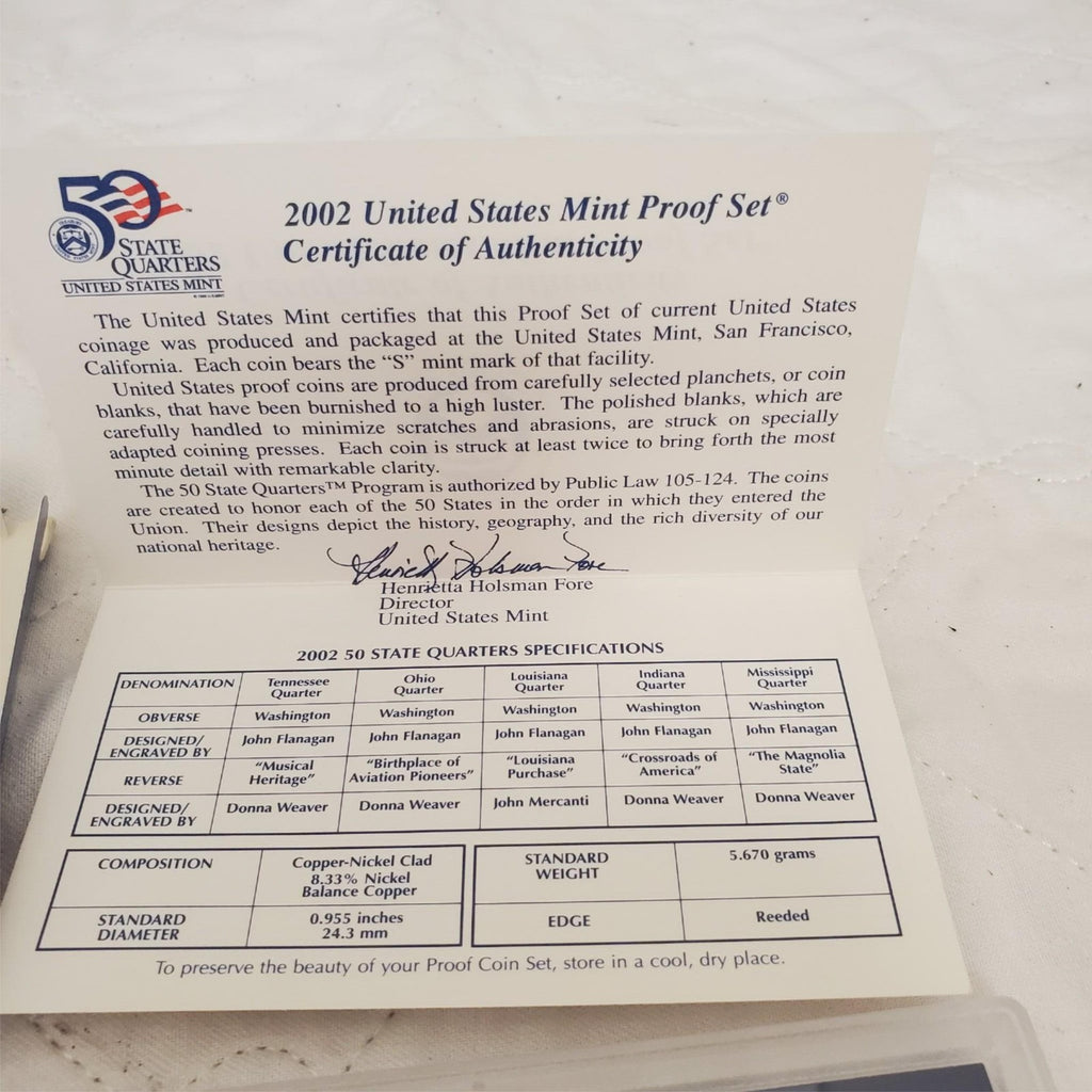 2002-S Proof Set 10 Coin US Mint Set w/ OGP & COA Uncirculated Collector Coins
