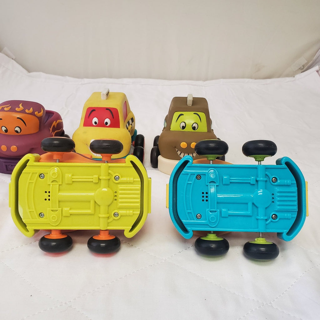 Lot of Assorted My B Toys Baby Toddler Plastic Toys Car, Taxi, And Truck