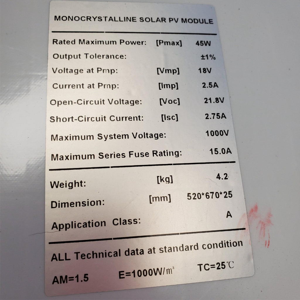 45W Monocrystalline Solar Panel Pv Module