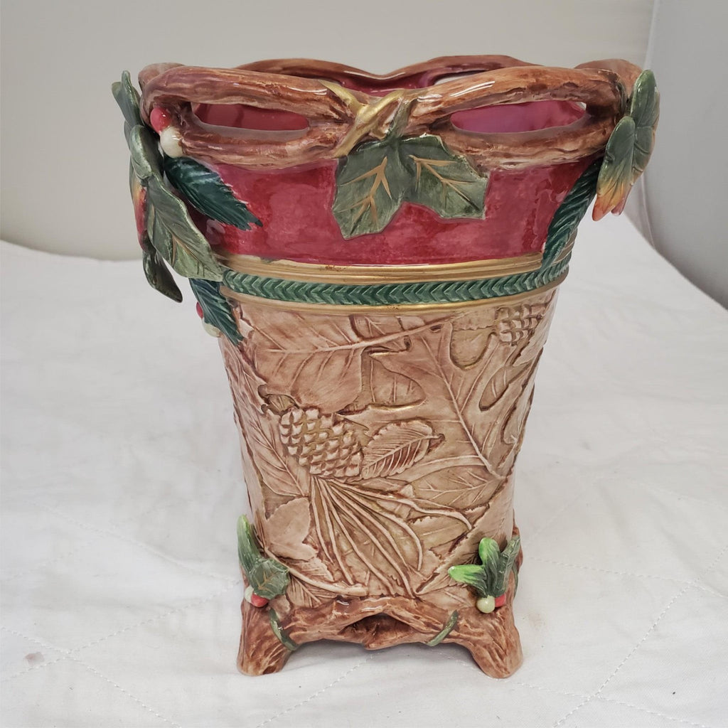 10" Fitz & Floyd Classic Vase Christmas Lodge Footed Centerpiece