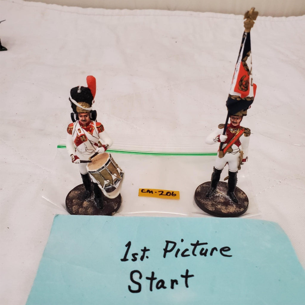 Hand Painted Metal Toy Soldier Drummer and Flag Bearer CM-206