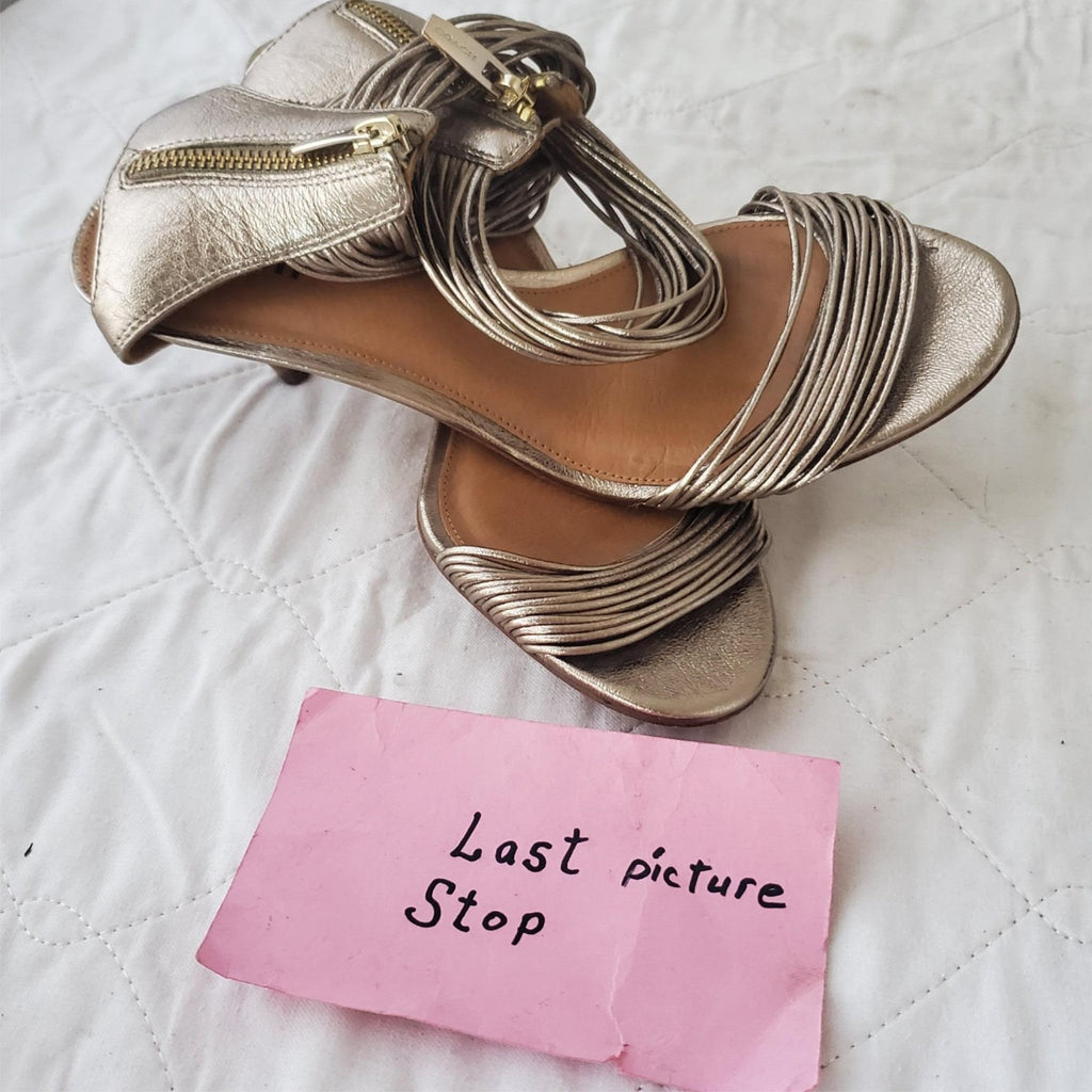 Coach Manya Size 8.5B Kitten Heel Super Soft Metallic In Napa Leather Light Gold