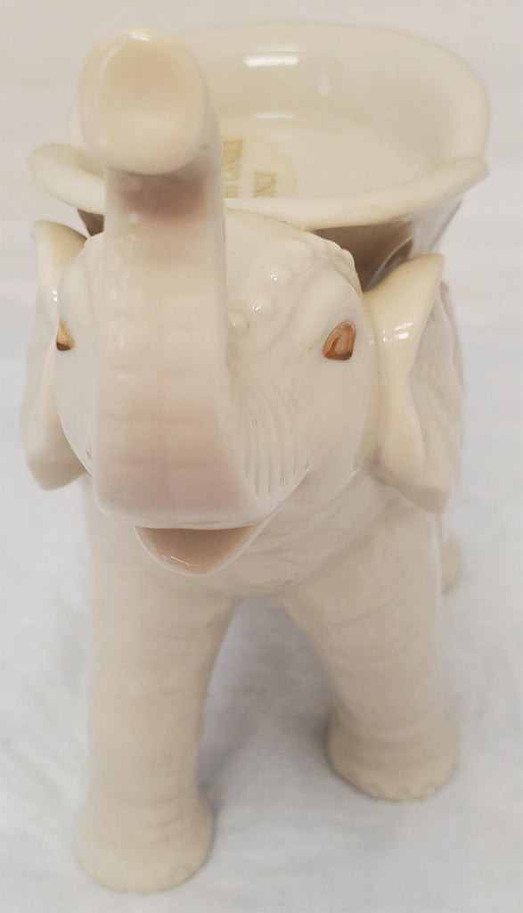Lenox Elephant Candle Holder Trunk Up Design, Gold Trim, Unused Condition