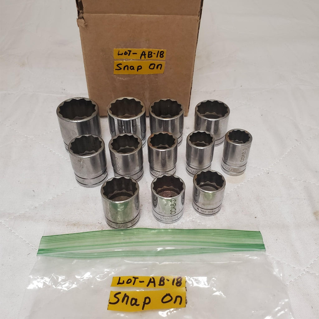 Lot of 12 Snap-on Deep Chrome Socket Mixed Set LOT-AB-18