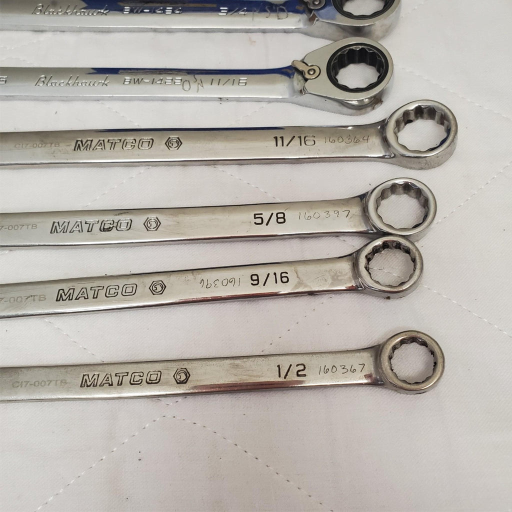 Lot of 6 Assorted Matco & Blackhawk Combination Wrench Set Lot-47