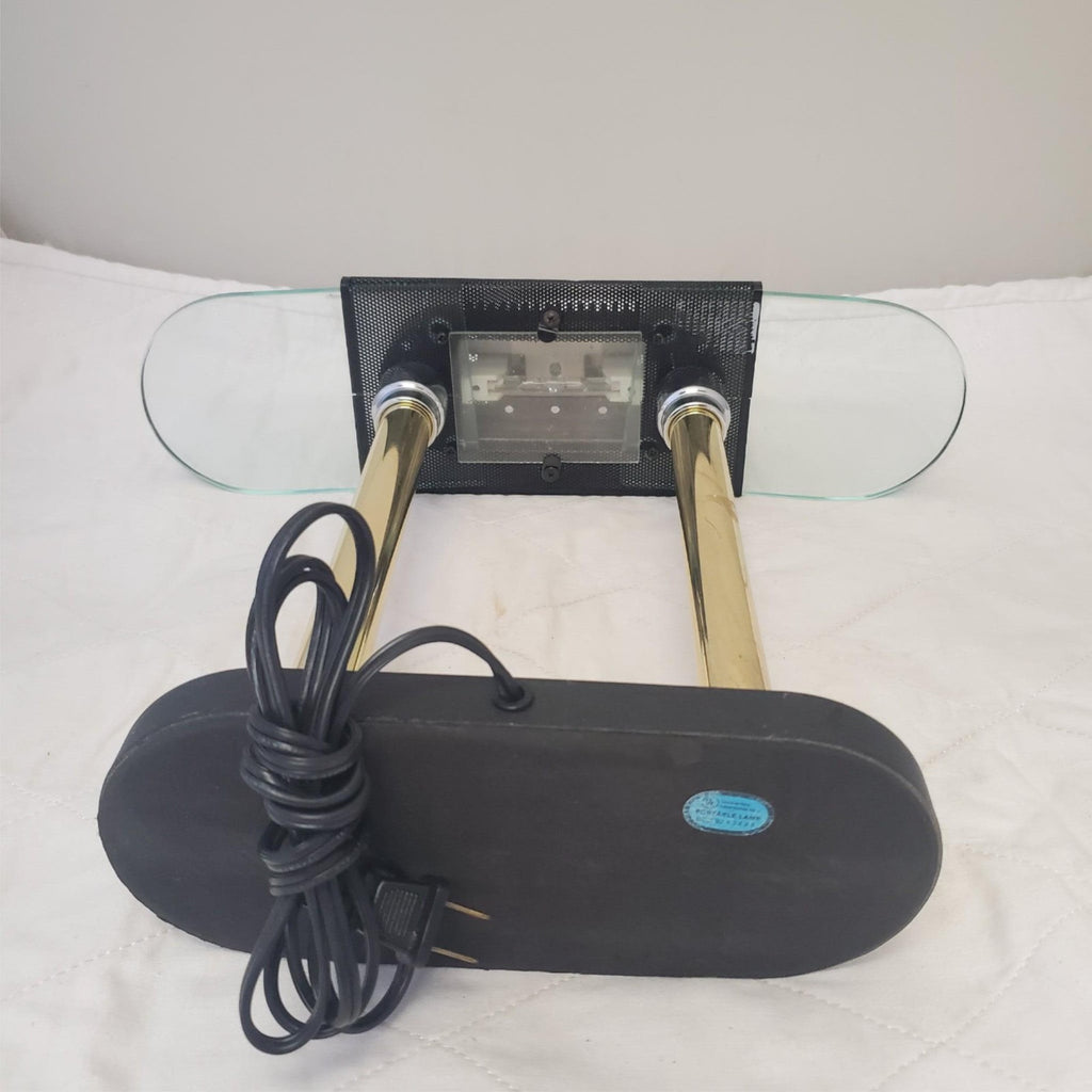 Vintage Portable Brass and Black Halogen Desk Lamp P