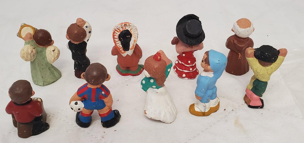 Lot of 10 Vintage Terra Cotta Spanish Mud People Figurines