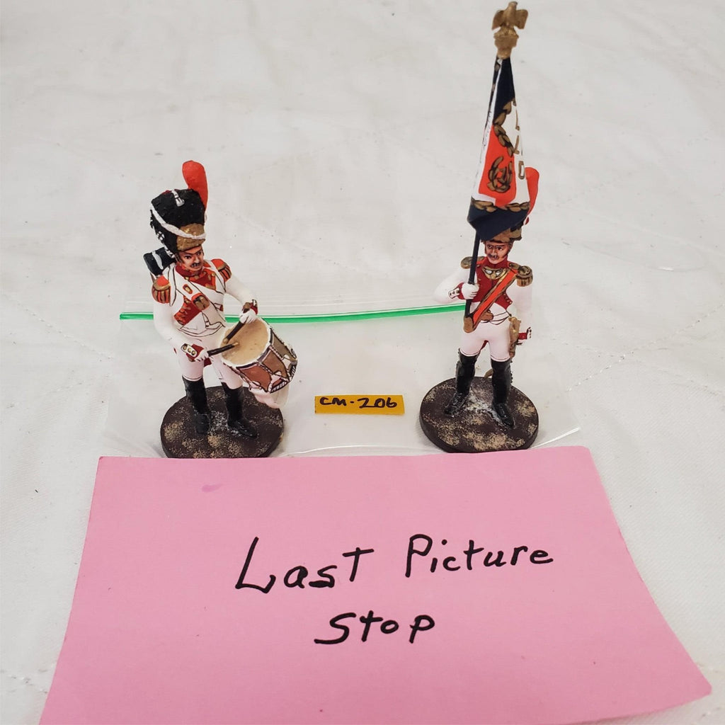 Hand Painted Metal Toy Soldier Drummer and Flag Bearer CM-206