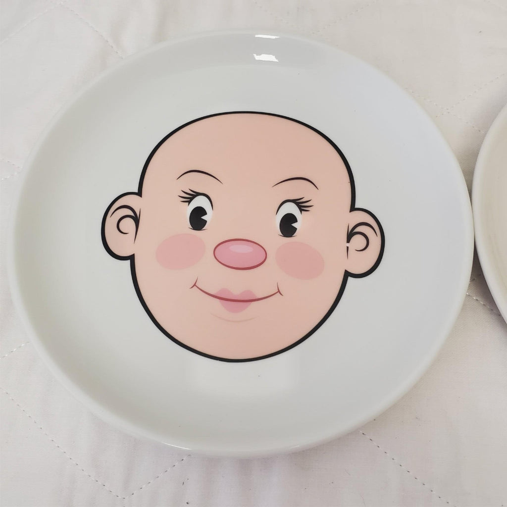 Set Of 2 Fred Friends Plays With His Food Funny Face Design Ceramic Plates