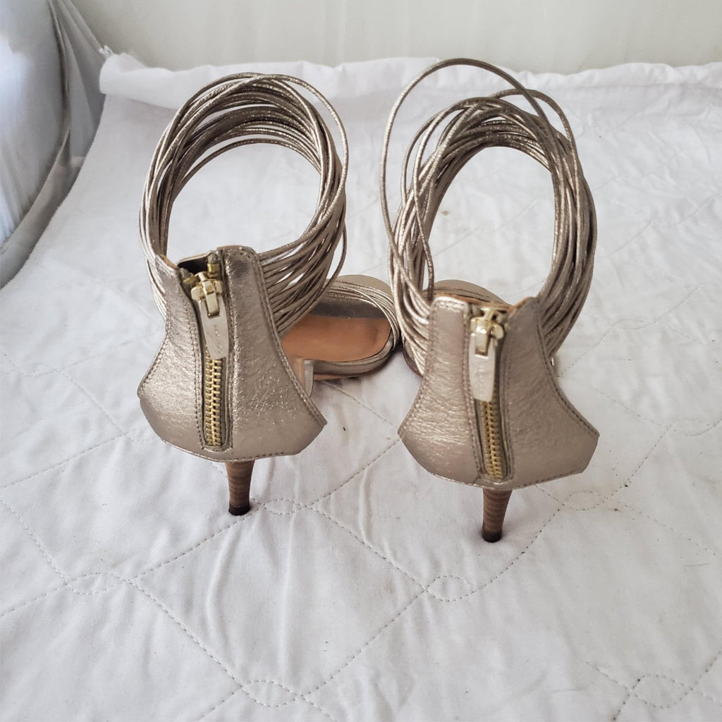 Coach Manya Size 8.5B Kitten Heel Super Soft Metallic In Napa Leather Light Gold