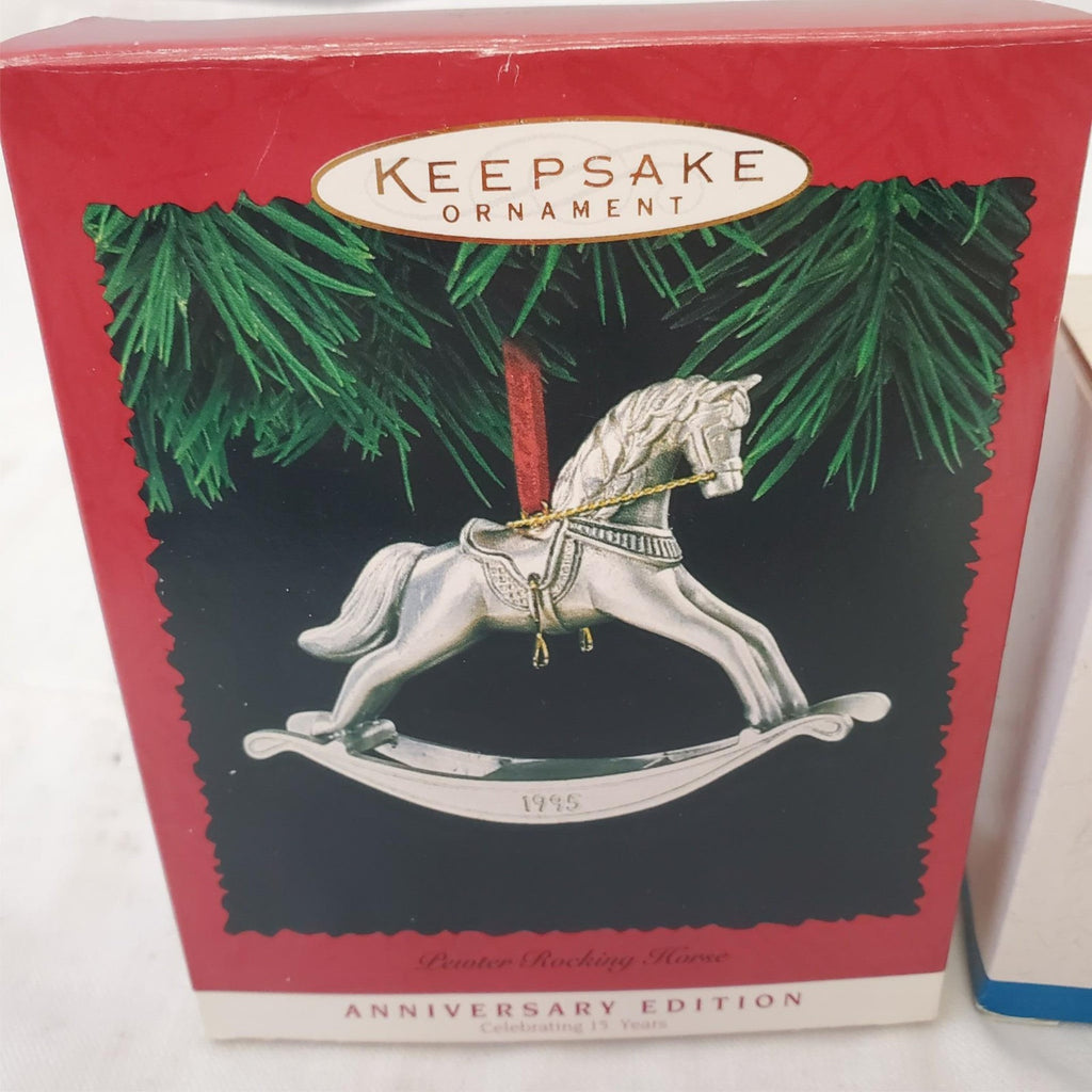 Hallmark Keepsake Ornament 1931 Ford Model a Roadster & Pewter Rocking Horse