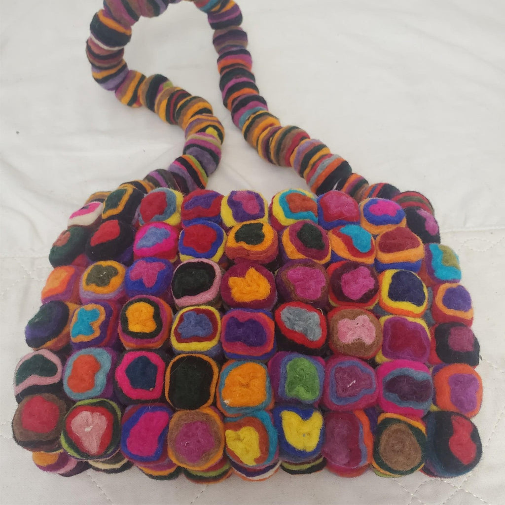 Vintage Felt Clutch Cherry Made in Nepal Handbag